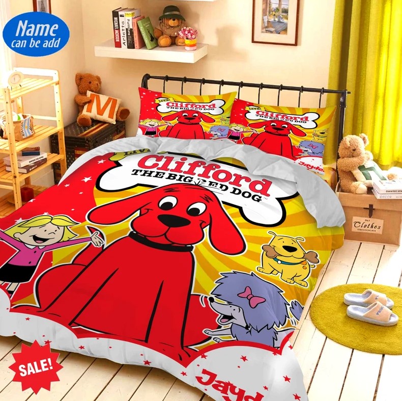 Personalized Clifford The Big Red Dog Bedding Set Clifford Dog Duvet Cover And Pillowcase Clifford Dog Birthday Party Clifford Dog Blanket